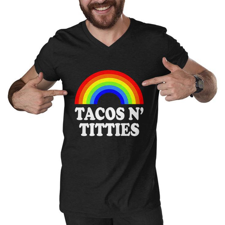 Tacos N Titties Funny Lgbt Gay Pride Lesbian Lgbtq Men V-Neck Tshirt