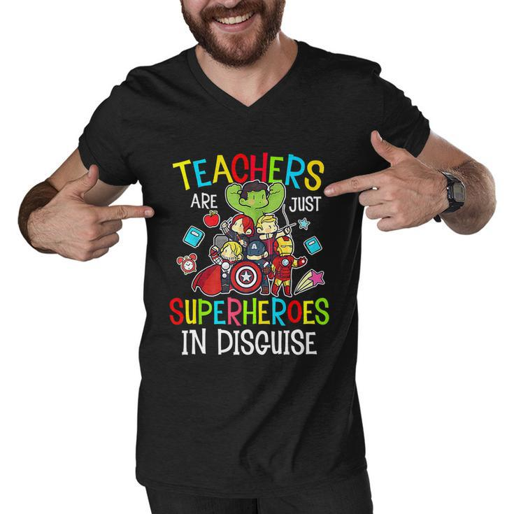Teachers Are Superheroes Funny Back To School Teacher Gifts Men V-Neck Tshirt