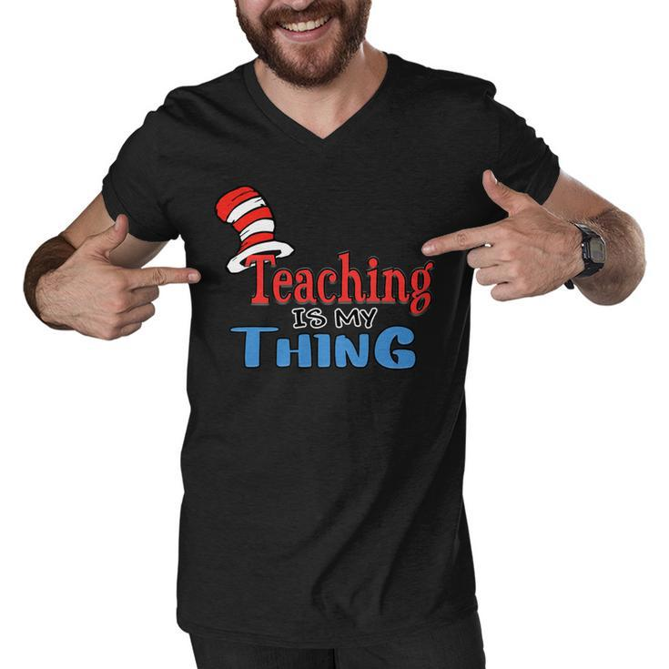 Teaching Is My Things Dr Teacher Red And White Stripe Hat Men V-Neck Tshirt