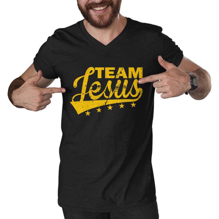 Team Jesus Vintage Christian Tshirt Men V-Neck Tshirt