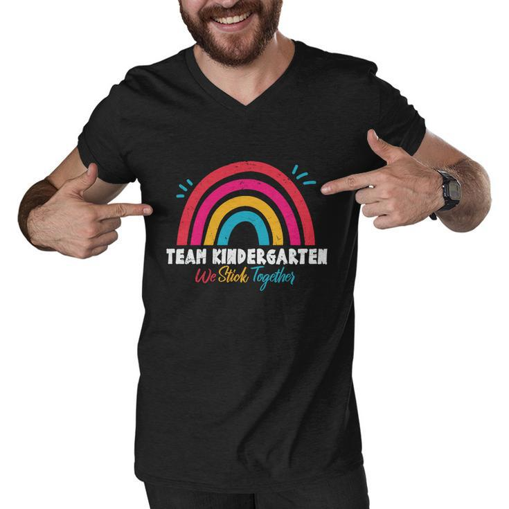 Team Kindergarten We Stick Together Graphic Plus Size Shirt For Kids Teacher Men V-Neck Tshirt