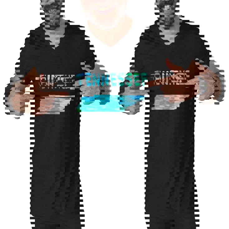 Tennessee Map Colorful Isolated Tennessee State Map In Watercolor United States Men V-Neck Tshirt Tennessee Map Colorful Isolated Tennessee State Map In Watercolor United States Men V-Neck Tshirt