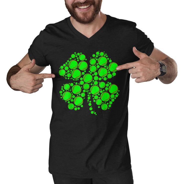 Tennis Ball Irish Shamrock Lucky Clover St Patricks Day  Men V-Neck Tshirt