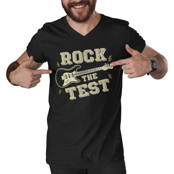Test Day Teacher Rock The Test Guitar Teacher Testing Day Men V-Neck Tshirt