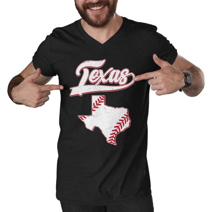 Texas State Baseball Fan Men V-Neck Tshirt