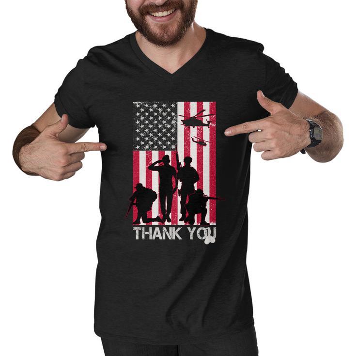 Thank You Memorial Day Soldiers Usa Flag Men V-Neck Tshirt