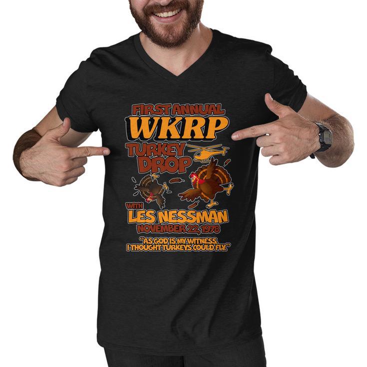 Thanksgiving 1St Annual Wkrp Turkey Drop Tshirt Men V-Neck Tshirt