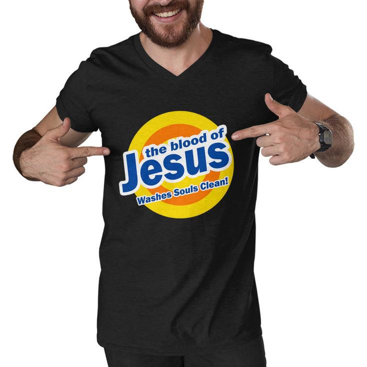 The Blood Of Jesus Washes Souls Clean Men V-Neck Tshirt