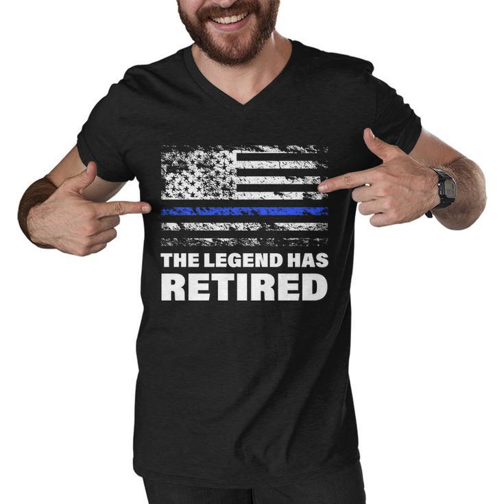 The Legend Has Retired Blue Thin Line Tshirt Men V-Neck Tshirt