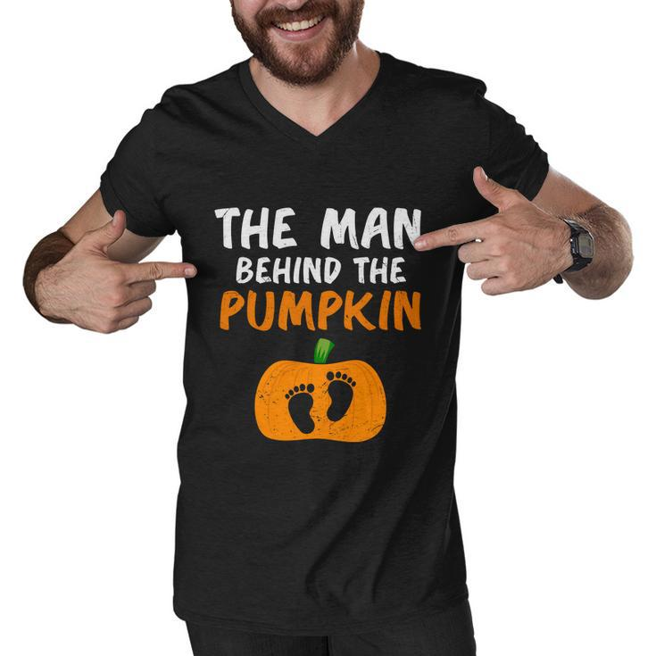 The Man Behind The Pumpkin Halloween Quote Men V-Neck Tshirt