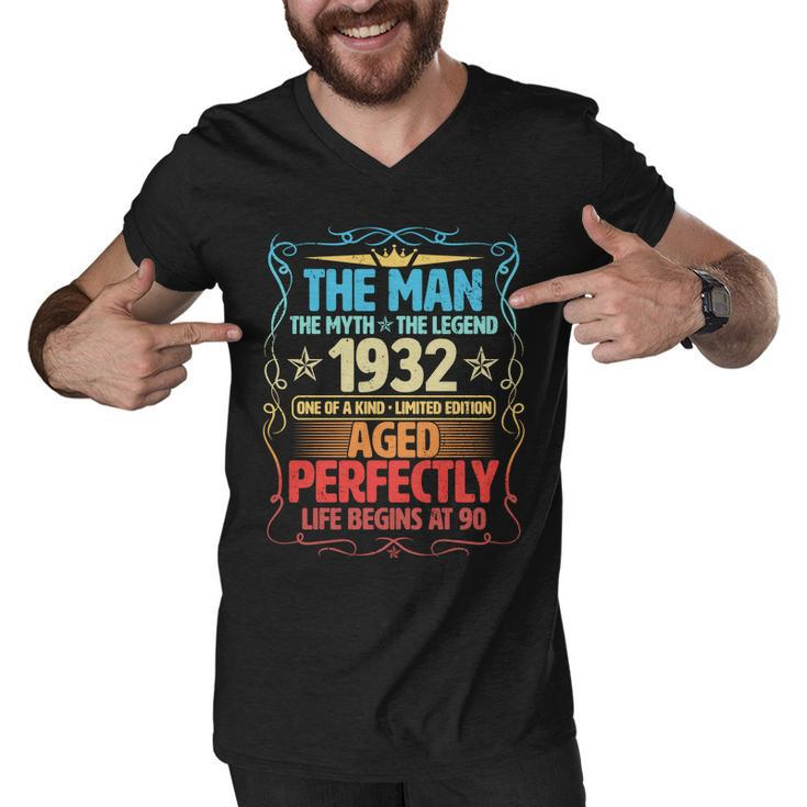 The Man Myth Legend 1932 Aged Perfectly 90Th Birthday Men V-Neck Tshirt