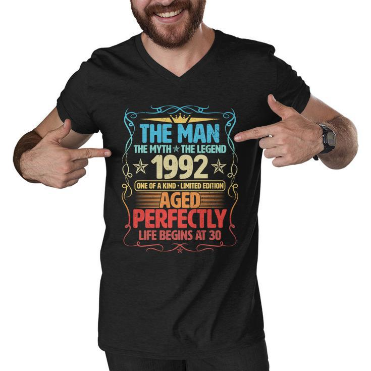 The Man Myth Legend 1992 Aged Perfectly 30Th Birthday Tshirt Men V-Neck Tshirt