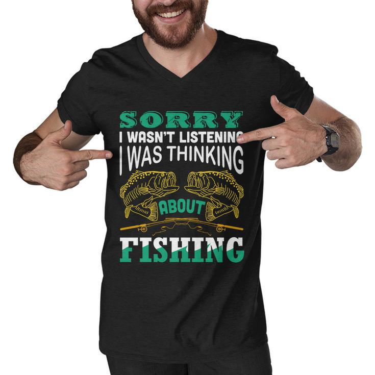 Thinking About Fishing Funny Tshirt Men V-Neck Tshirt