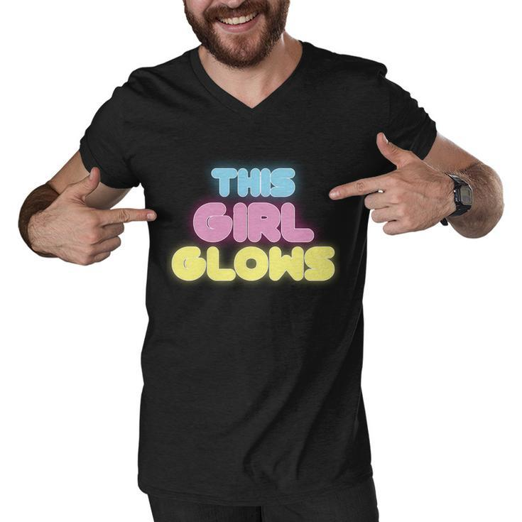 This Girl Glows Retro Neon Party Tshirt Men V-Neck Tshirt