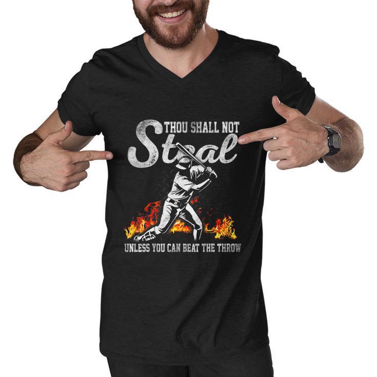 Thou Shall Not Steal Unless You Can Beat The Throw Baseball Tshirt Men V-Neck Tshirt