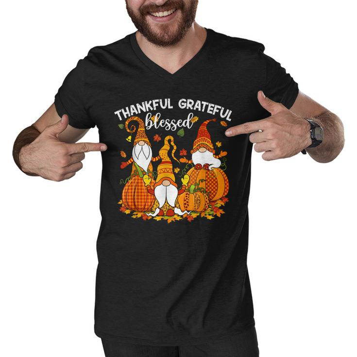 Three Cute Gnomes Halloween Pumpkin Autumn Fall  Men V-Neck Tshirt