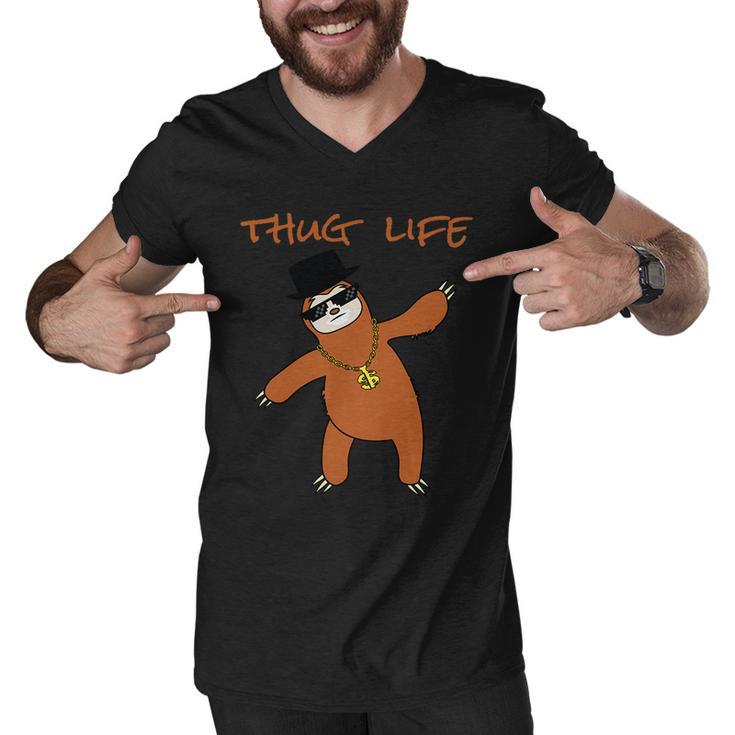 Thug Life Gangsta Sloth Men V-Neck Tshirt