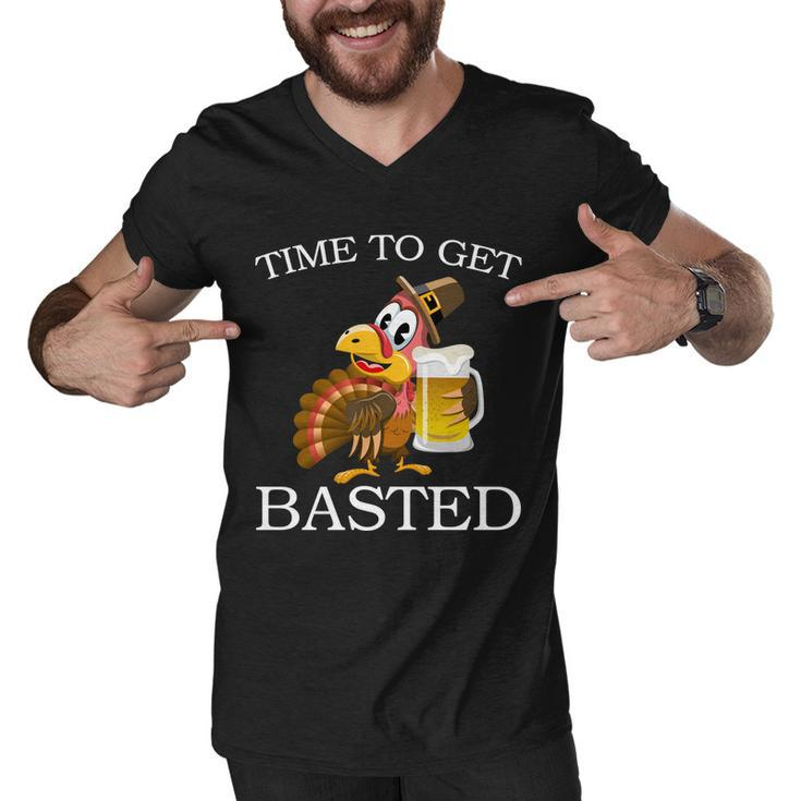 Time To Get Basted Funny Thanksgiving Tshirt Men V-Neck Tshirt