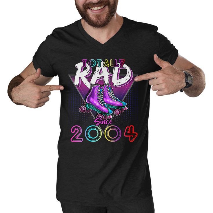 Totally Rad Since 2004 80S 18Th Birthday Roller Skating  Men V-Neck Tshirt