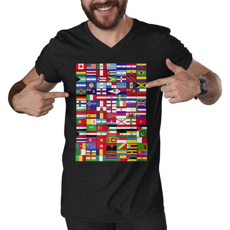 Traveling International Countries Flags World Flags  Men V-Neck Tshirt
