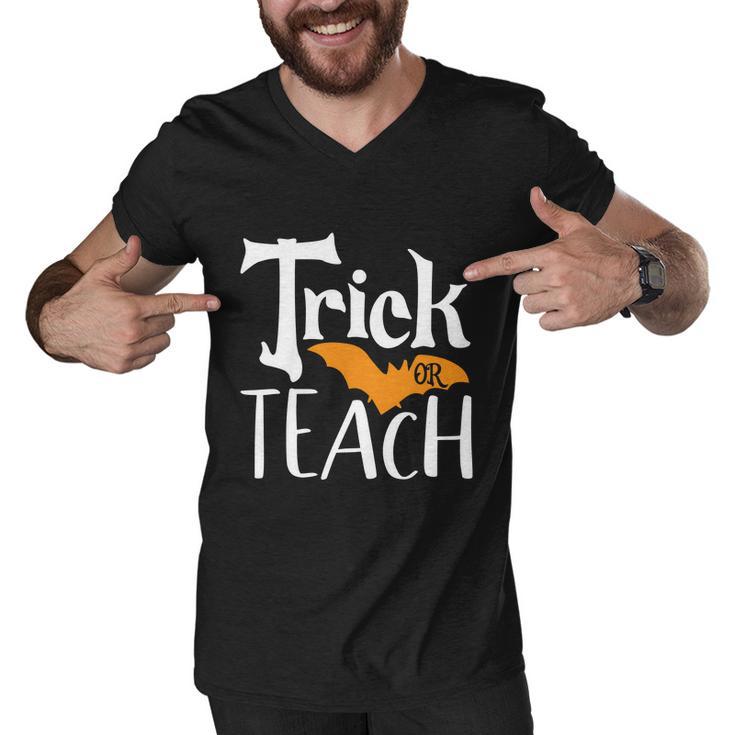 Trick Or Teach Bat Halloween Quote Men V-Neck Tshirt