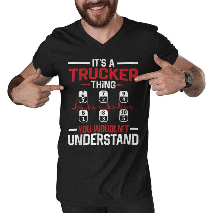Trucker Trucker Accessories For Truck Driver Motor Lover Trucker_ V6 Men V-Neck Tshirt
