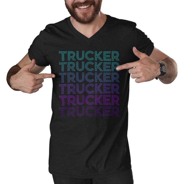 Trucker Trucker Truck Driver Retro V2 Men V-Neck Tshirt