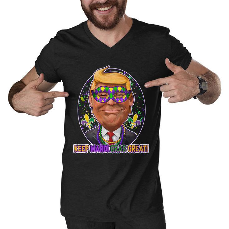 Trump Keep Mardi Gras Great T-Shirt Graphic Design Printed Casual Daily Basic Men V-Neck Tshirt