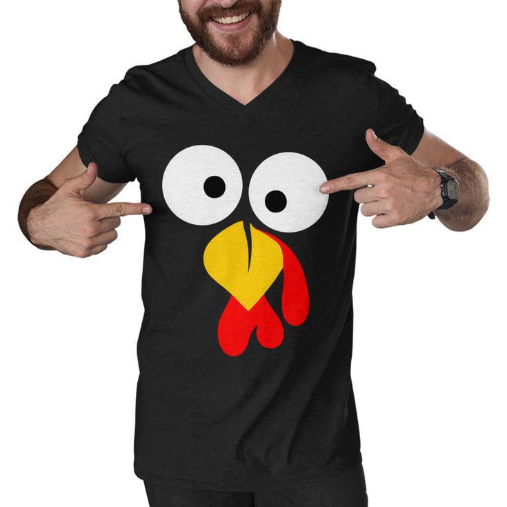 Turkey Face Funny Thanksgiving Day Tshirt Men V-Neck Tshirt