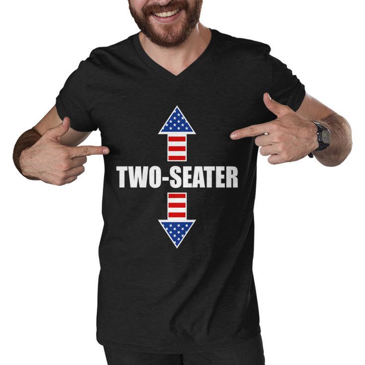 Two-Seater Usa Flag Arrows Funny Men V-Neck Tshirt