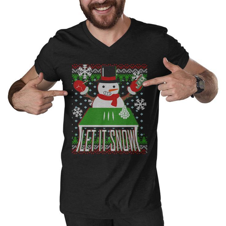 Ugly Christmas Sweater Let It Snow Frosty Snowman On Drugs Men V-Neck Tshirt