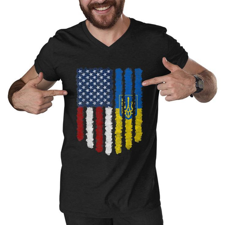 Ukrainian American Flag Ukraine Usa America Men V-Neck Tshirt
