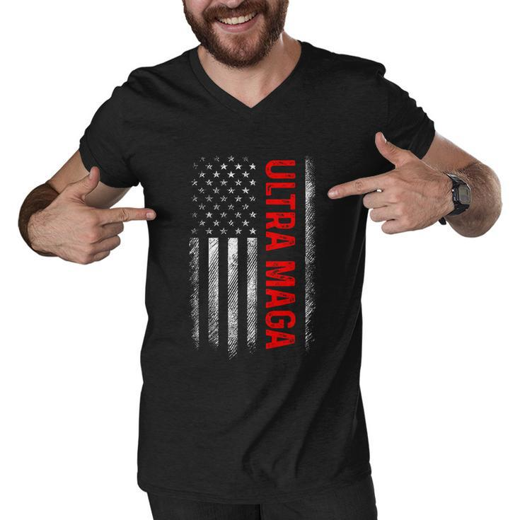 Ultra Maga American Flag Anti Joe Biden Tshirt Men V-Neck Tshirt