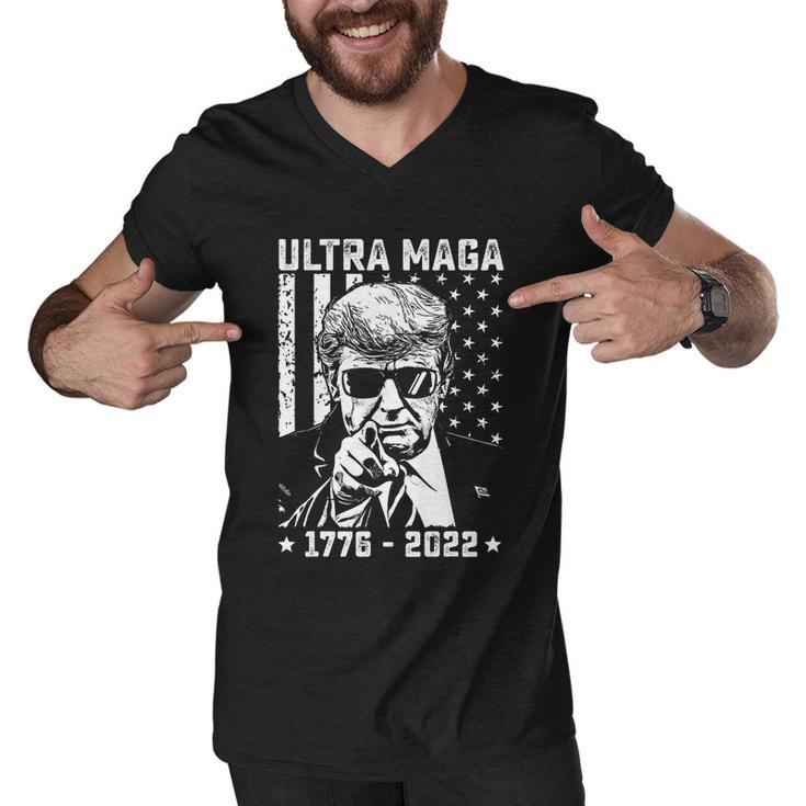 Ultra Maga Donald Trump American Flag Tshirt Men V-Neck Tshirt