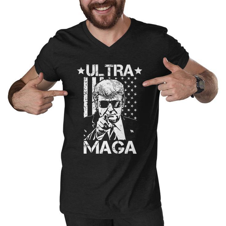 Ultra Maga Donald Trump Usa Flag Men V-Neck Tshirt