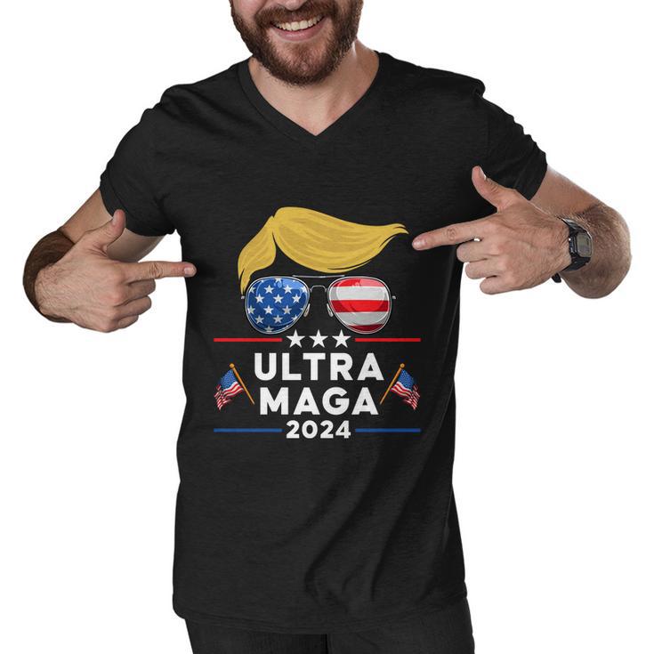 Ultra Maga Maga King Donald Trump American Flag Tshirt Men V-Neck Tshirt