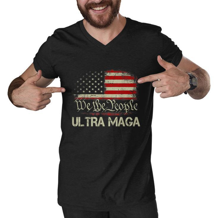 Ultra Maga Shirt Funny Anti Biden Us Flag Pro Trump Trendy Tshirt Men V-Neck Tshirt