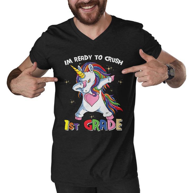 Unicorn Im Ready To Crush 1St Grade Back To School First Day Of School Men V-Neck Tshirt