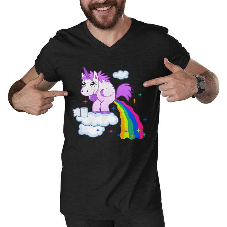 Unicorn Pooping A Rainbow Tshirt Men V-Neck Tshirt