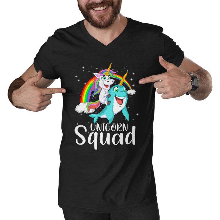 Unicorn Squad Magical Unicorn Riding Narwhal Men V-Neck Tshirt