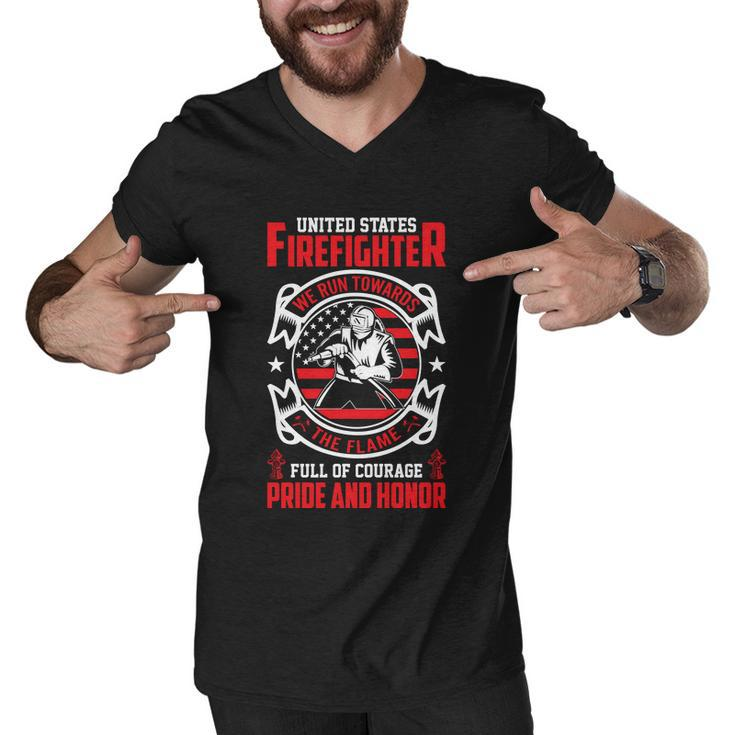 United States Firefighter We Run Towards Firefighters Dad Gift Men V-Neck Tshirt
