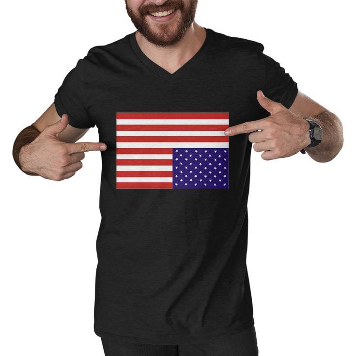 Upside Down American Flag In Distress Men V-Neck Tshirt