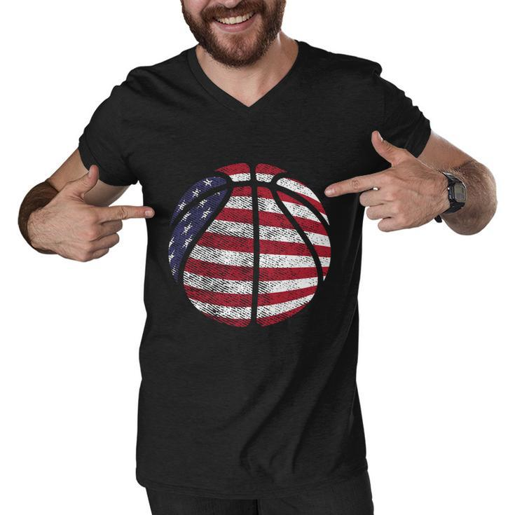 Us American Flag For Patriotic Basketball Gift Men V-Neck Tshirt