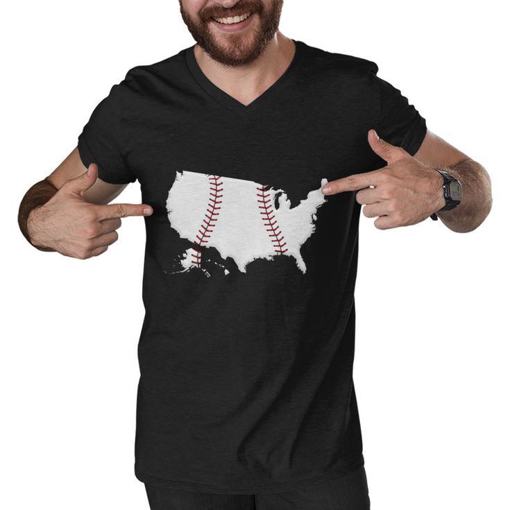 Us Map American Baseball Tshirt Men V-Neck Tshirt