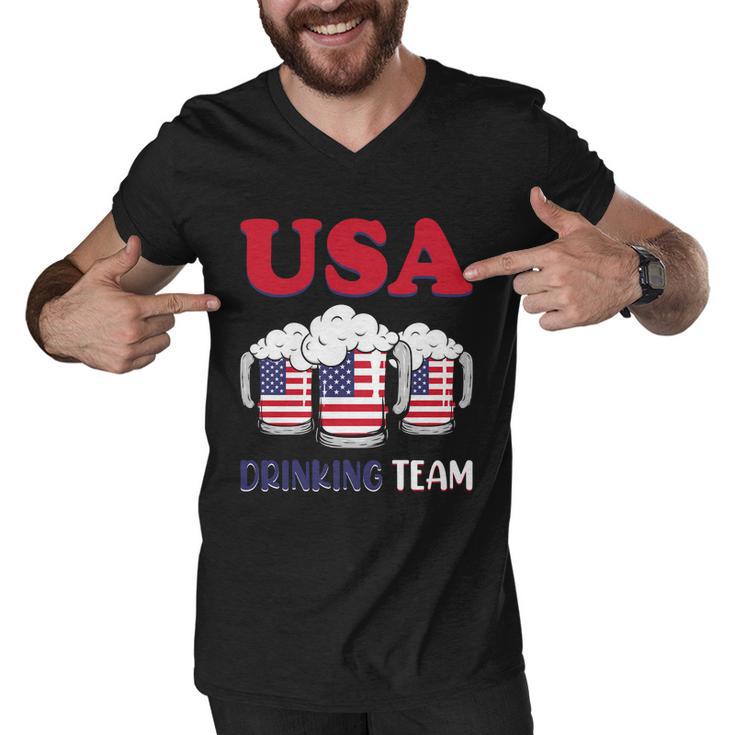 Usa Drinking Team Usa Flag Graphic 4Th Of July Plus Size Shirt Men V-Neck Tshirt