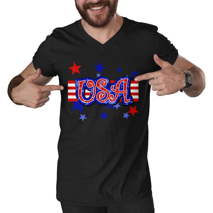 Usa Festive Celebration Tshirt Men V-Neck Tshirt