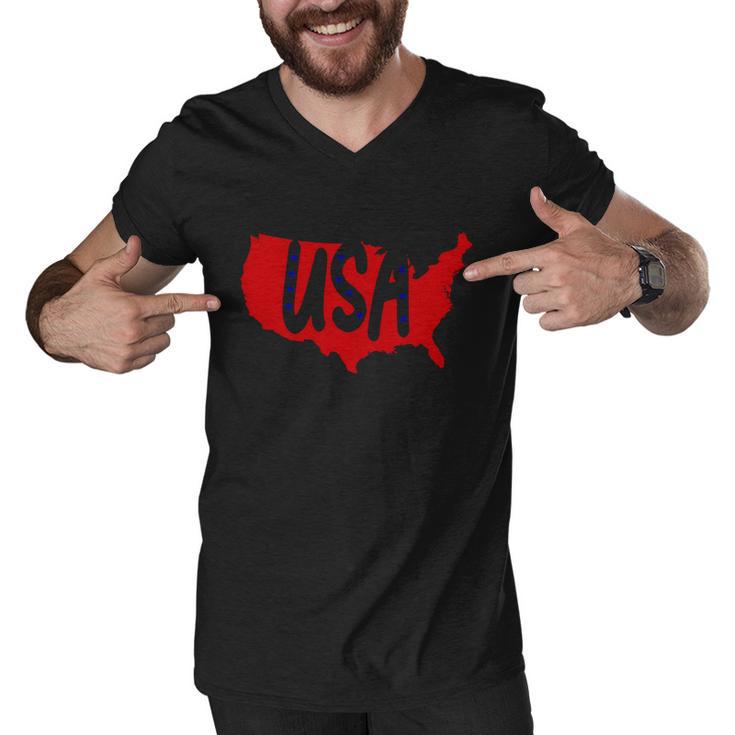 Usa Map Patriotic Celebrate 4Th Of July Men V-Neck Tshirt