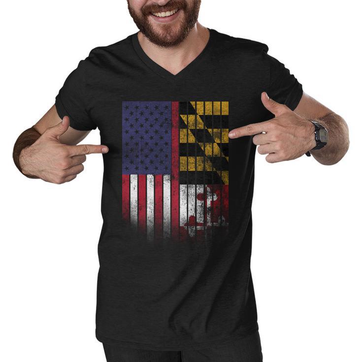 Usa Maryland Flag Men V-Neck Tshirt