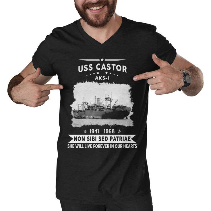 Uss Castor Aks  Men V-Neck Tshirt