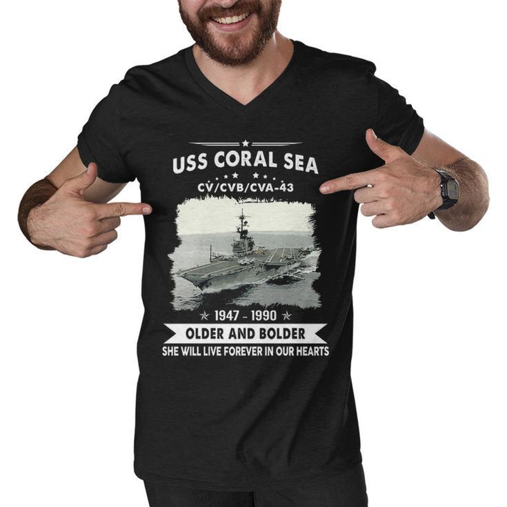 Uss Coral Sea Cv 43 Cva  V2 Men V-Neck Tshirt